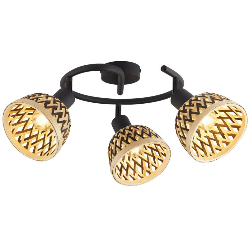 Searchlight - lance 3Lt Spirale de 3 spots Metal noir avec têtes Bambou E14 3x40w max diam 46cm