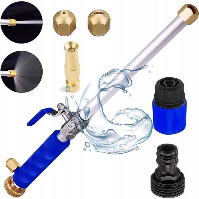Lancia di pressione per tubo da giardino da 3/4' (Lancia, adattatore da 3/4'' e 3 ugelli) SET4