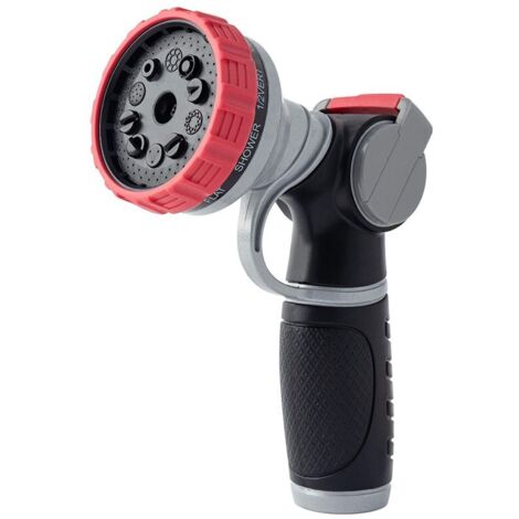 Lance d'arrosage en métal robuste – 10 modes de jet, étanche et avec commande au pouce – Lance haute pression pour l'arrosage des plantes, le lavage de la voiture et des animaux.