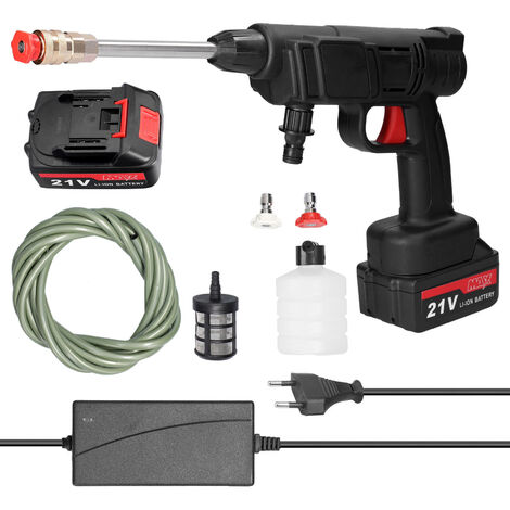 Lance haute-pression Outil de lavage de voiture à haute pression sans fil domestique Machine de nettoyage de véhicule Portable laveuse d'automobile avec bouteille en mousse, 0