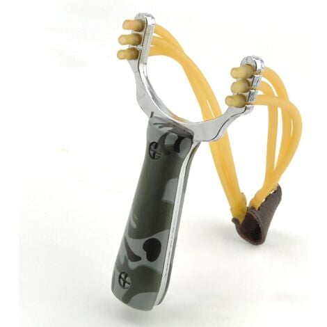 TREETALK Lance-pierre, lance-pierre en acier inoxydable avec bande en caoutchouc, lance-pierre de chasse en plein air, lance-pierre à alimentation puissante