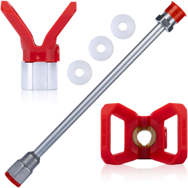 Lancia per pistola per vernice Rosfix 50 cm + 3x Guarnizione per pistola per vernice Rosfix 1 pz + Copertura ugello in acciaio inossidabile Rosfix