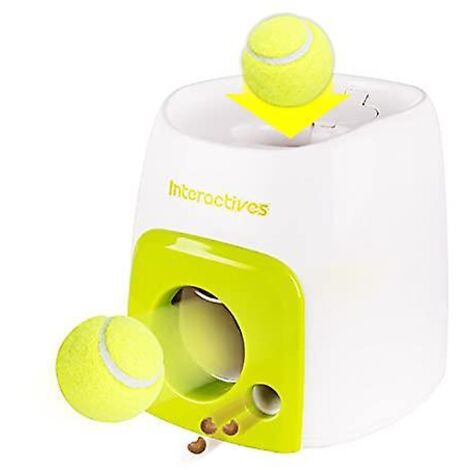Lanceur automatique de balles pour chiens - Jouet interactif pour animaux de compagnie - Machine de récompense pour collations - Lanceur de balles de tennis pour chiens de petite et moyenne taille