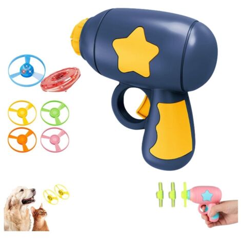Lanceur de disque volant lumineux pour chats, jouet interactif avec hélices colorées pour entraînement et chasse, jeu de lancer et récupération.