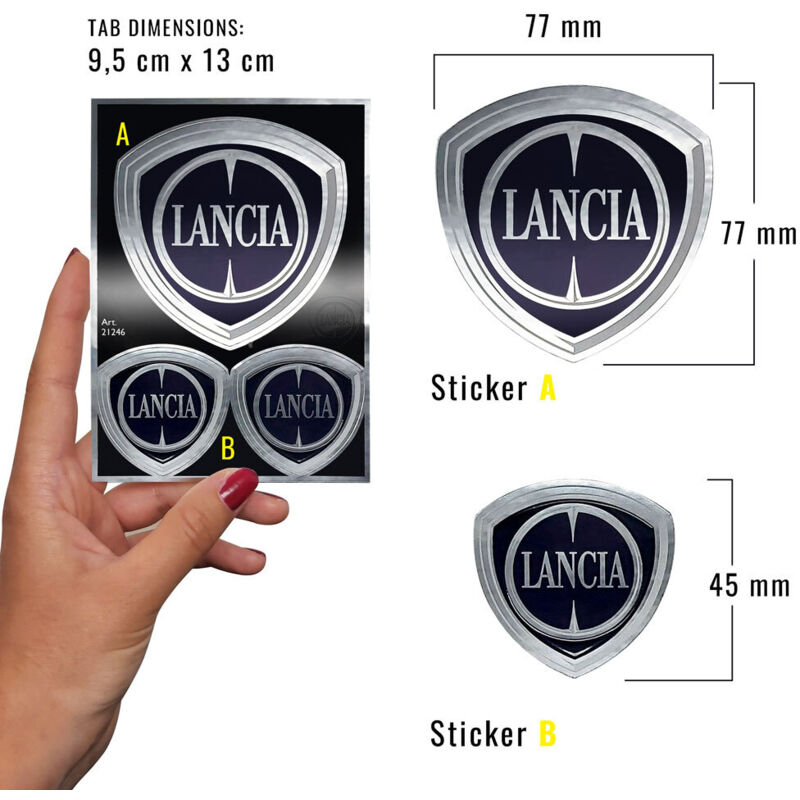 Lancia Adesivi Chrome Tabs - Modello: 3 LOGHI