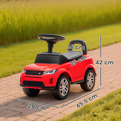 Land Rover Elektro-Kinderauto, zugelassen für Kinder von 1-3 Jahren, mit Hupe, realistischen Geräuschen und Staufach, rotes Modell