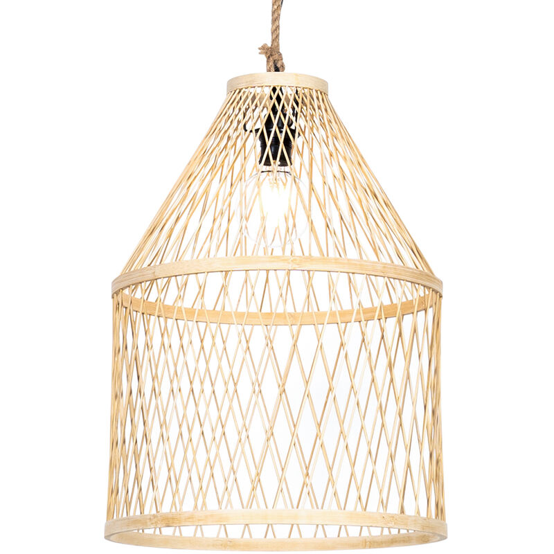 Qazqa Ländliche Hängelampe Für Den Außenbereich, Rattan, 40 X 55 Cm – Calamus