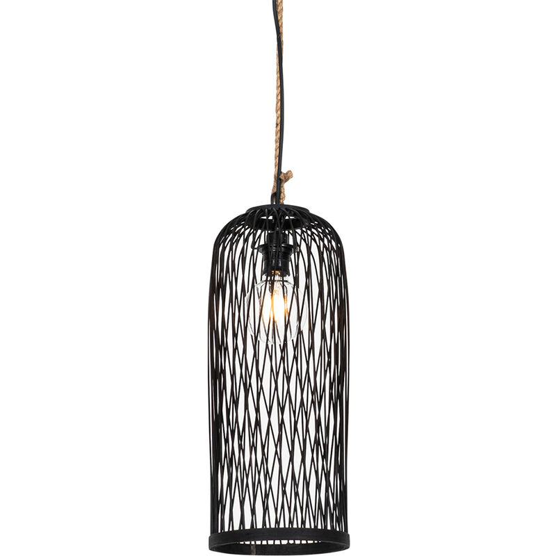 Image of Rustic Outdoor Pendant Light Black Rattan&hellip;