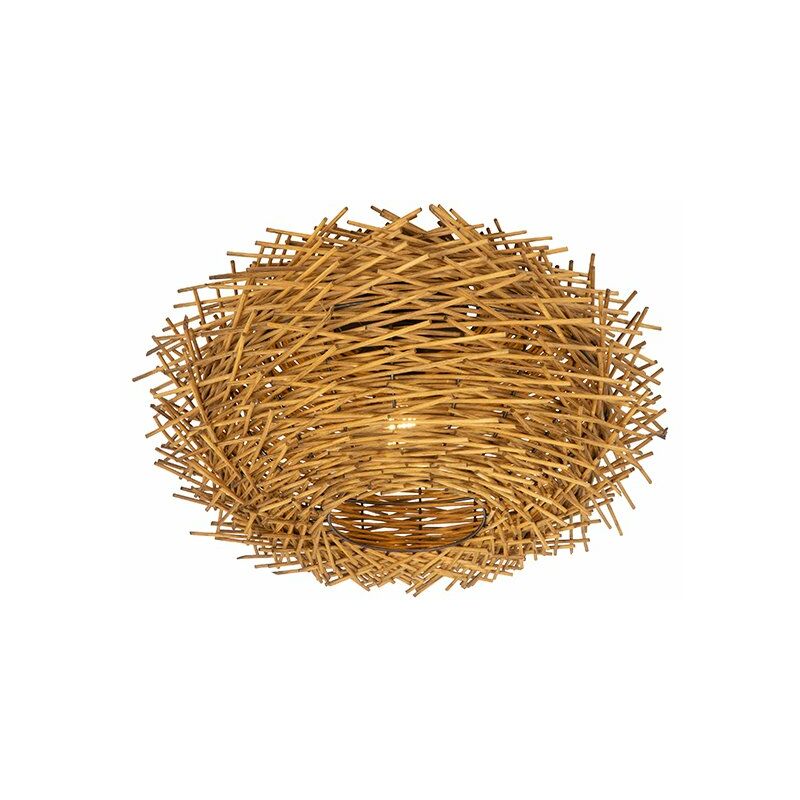 Qazqa - Country ceiling lamp rattan - Hatch - Brown