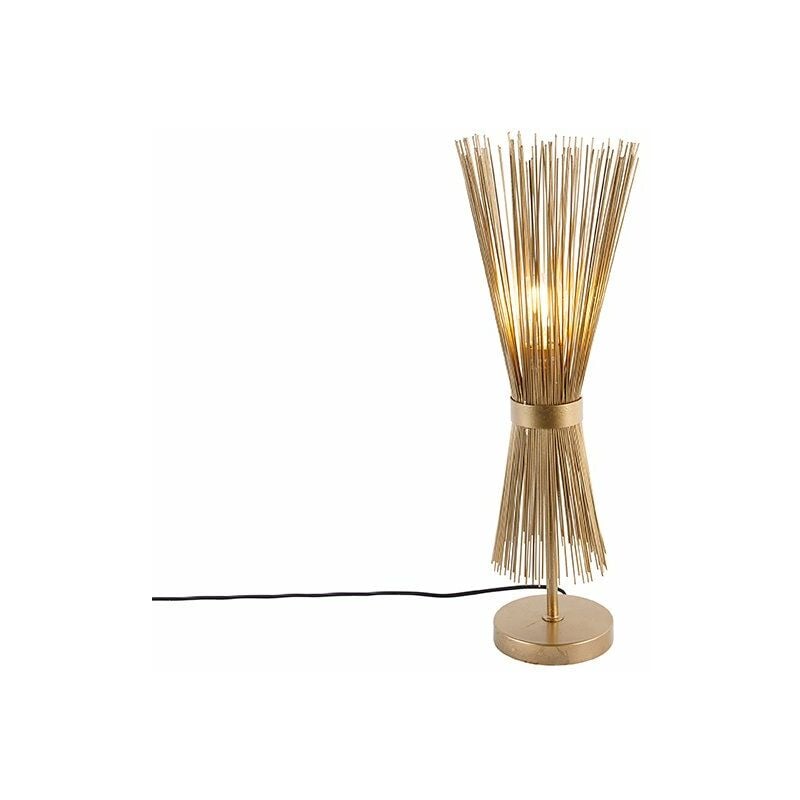 QAZQA broom - Lampe de table - 1 lumière - Ø 18 cm - Doré/Laiton - Rustique - éclairage intérieur - Salon I Chambre I Cuisine I Salle à manger