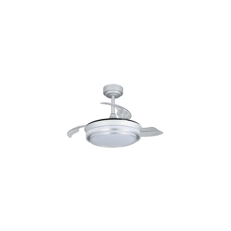Cristalrecord - Ventilateur led à pales rétractables Lander Mini Silver 46W 5520 Lm cct