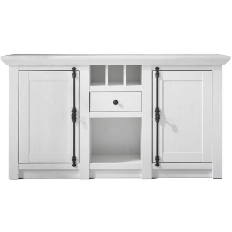 Landhaus Sideboard WINGST-61 klassisches Dekor Pinie weiß Nb. mit Flascheneinteilung B/H/T ca. 152x83x45cm