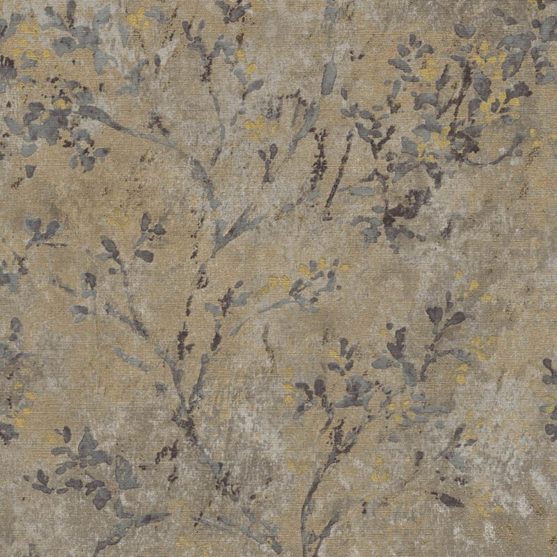 Profhome - Landhaus Tapete 396501 Heißgeprägte Vliestapete Leicht Strukturiert Mit Floralen Ornamenten Und Metallischen Akzenten Braun Grau Gold 5,
