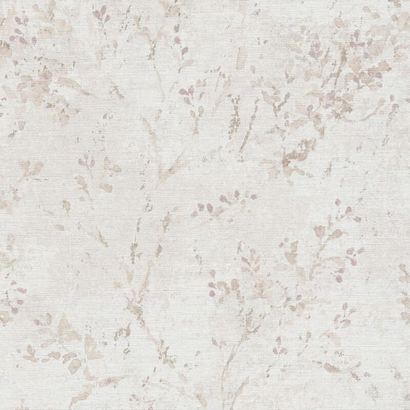 Profhome - Landhaus Tapete 396503 Heißgeprägte Vliestapete Leicht Strukturiert Mit Floralen Ornamenten Matt Grau Beige Lila 5, 33 M2