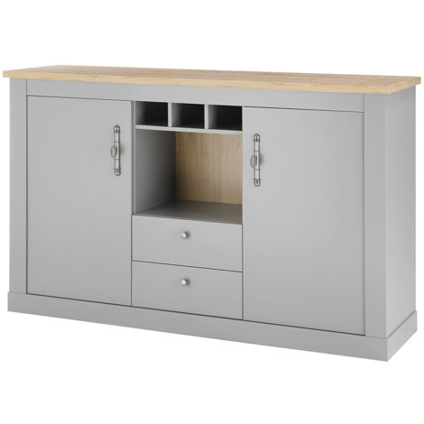 Landhaus Wohn-/Esszimmer Sideboard in grau mit Artisan Eiche Nb. CHATHAM-61, B/H/T ca. 166/100/44 cm - grau, braun