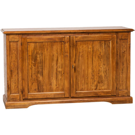 Landhausanrichte aus massivem Lindenholz mit Nussbaum-Finish L180xPR58xH105 cm. Made in Italy