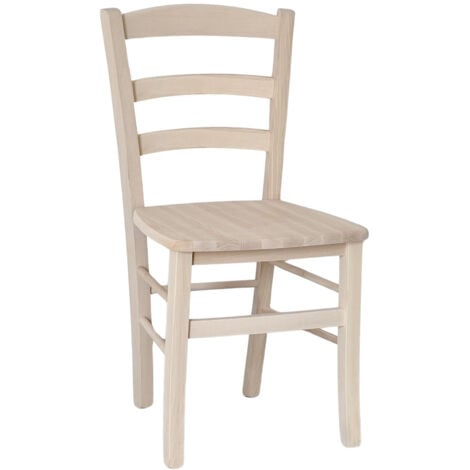 OKAFFAREFATTO Landhausstuhl mit Sitzfläche aus rohem Massivholz zum Bemalen