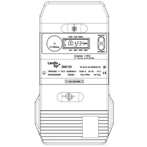 Landis + Gyr L18C4 Compteur Electrique Triphasé agréé EDF - 10-60A