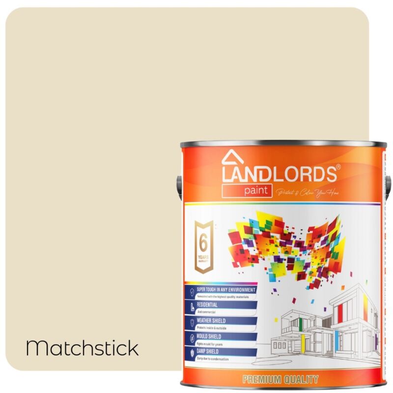 Landlords Paint - Masonry Paint - Best Weatherproof Exterior Wall Protection - Matchstick - 5L
