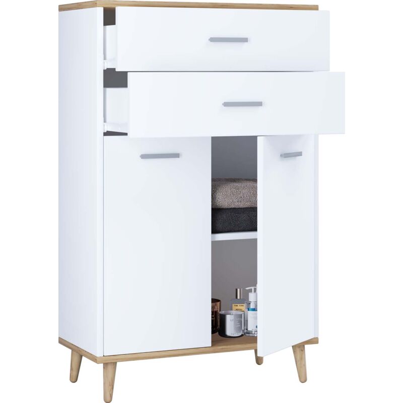 Ebuy24 - Landos armoire de salle de bain blanc, chêne décor.