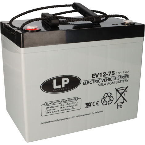 Landport AGM Bleiakku 12V 75Ah Zyklenfest VRLA-EV12-75
