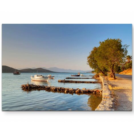 Landschaftsfotografie - Küste von Kreta mit anliegendem Boot - Leinwandbild - 114612100120x80cmSS2017-3