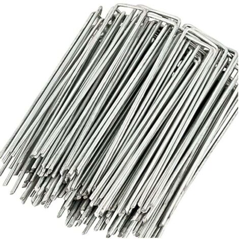 Landschaftsklammern, 15,2 cm, 50er-Pack, Gartenpfähle, verzinkte Rasenpfähle, U-förmige Rasenklammern für Unkrautvlies, Haltezaun, rostfreie Rasenstifte, Pfähle zum Befestigen von Netzbodenplanen