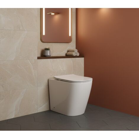 GIORGY LANERI WC AU SOL Série Moon – Cuvette Rimless sans bride Blanc Brillant FIL Mural – Abattant Soft-Close