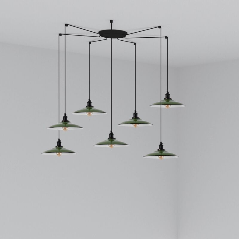 

Faro Barcelona - LANG Lámpara colgante verde 7L - VERDE BRILLO