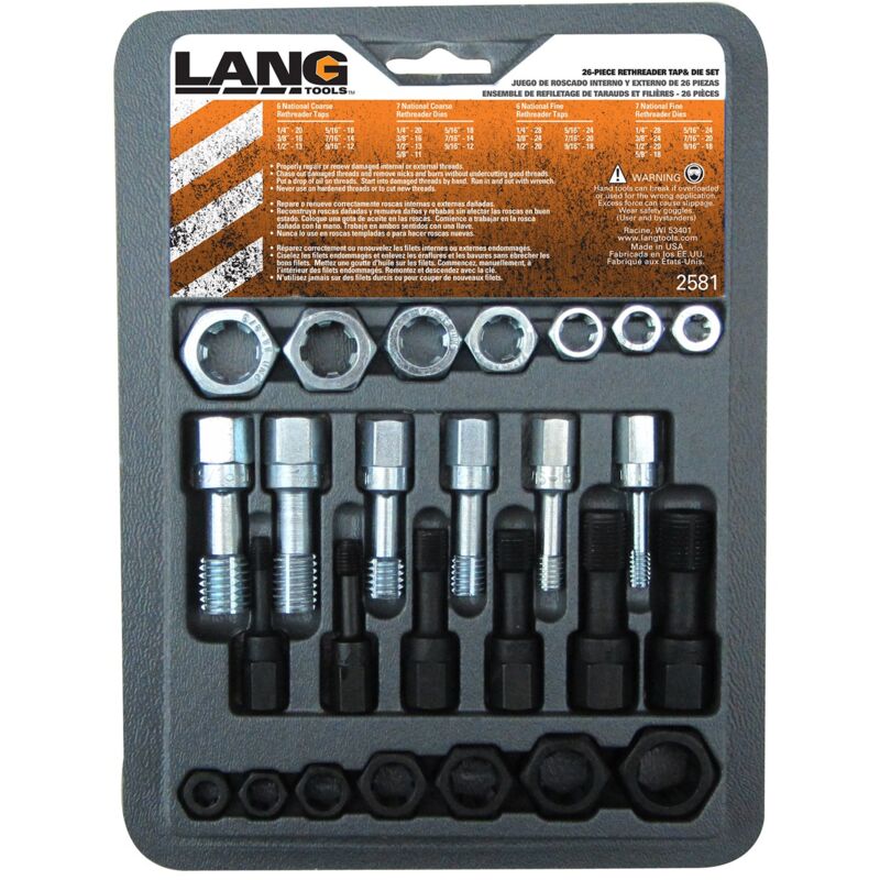 Image of Lang Tools 2581 26-Piece Thread Restorer Tap And Die Set