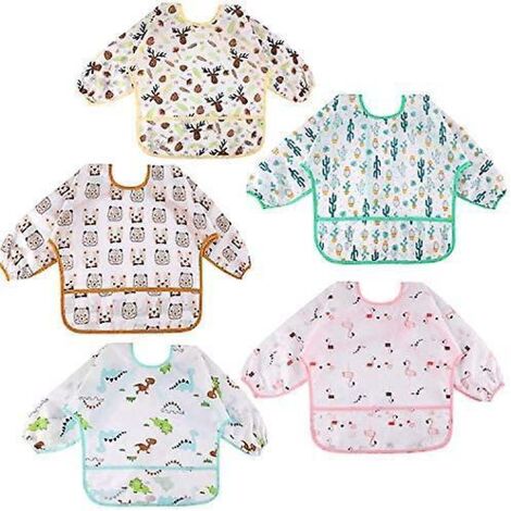 Langärmliger, 5-teiliger wasserdichter Malkittel/Fütterschürze für Kinder, mehrfarbig, 2-5 Jahre (L)