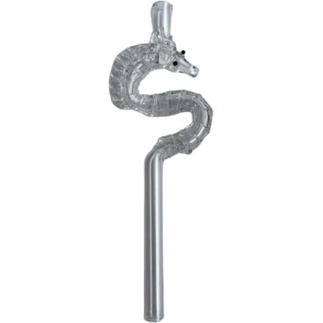 Lange Glaspfeife mit Seepferdchen, 15 cm, transparent
