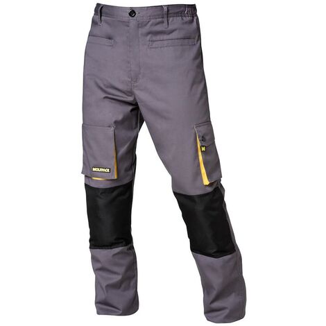 Pantalones largos detrabajo, multibolsillos, resistentes, rodilla reforzada, gris/amarillo talla 38/40 s