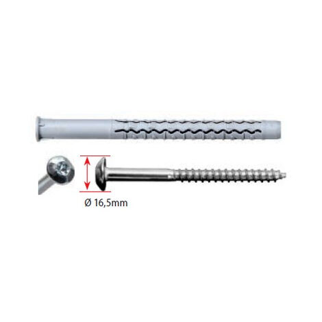 Lange Nylon-Universaldübel GX-L G&B 10x80 mm + einbruchhemmende Zinkschraube Rundkopf T40 - Packung mit 50 Stück - 97089