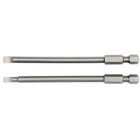 Lange Schlitz-Bits 4x100 mm & 5x100 mm, 2-teilig, S2-Stahl