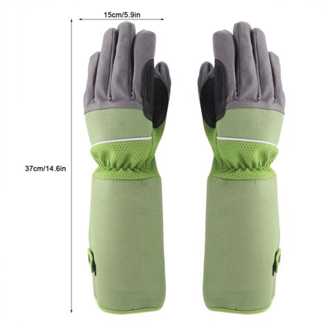 Lange, stichfeste Gartenhandschuhe für Rosen – Oxford-Baumwolle – 37 x 15 cm – Grün – Ein Paar
