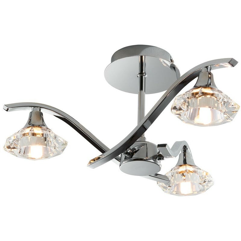 Langella - 3 Light Semi Flush Multi Arm Ceiling Light Chrome, Clear Crystal, G9 - Endon