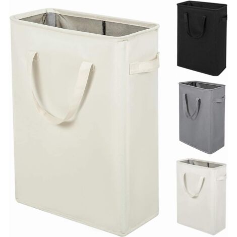 Langer faltbarer Wäschekorb mit Griffen, 45 l, Beige
