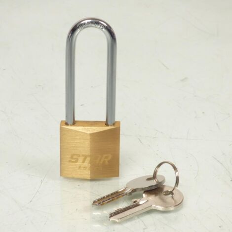Langes Vorhängeschloss mit hohem Bügel, Star Locks, Messingkörper