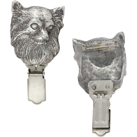 Langhaar-Chihuahua - Brosche mit Clip, Startnummernträger, Geschenk zur Hundeausstellung von Art-Dog