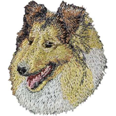 Langhaarcollie - Aufnäher in Hundeform, bestickter Aufnäher, einzigartige Dekoration für einen Rucksack von Art-Dog