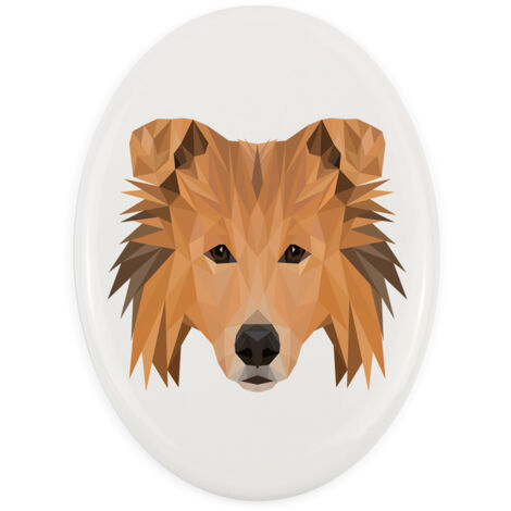 Langhaarcollie - Teller mit Foto und geometrischer Aufschrift von Art-Dog