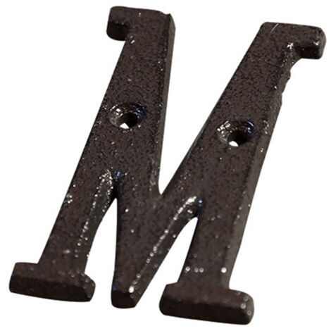 Langlebiges, antikes Hausnummernschild aus Metall mit Zahlen, Buchstaben und Symbolen.