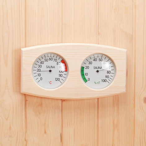 Langlebiges horizontales Sauna-Thermometer/Hygrometer aus Kiefernholz, digitales Sauna-Zubehör, Messung von Temperatur und Luftfeuchtigkeit im Innenraum