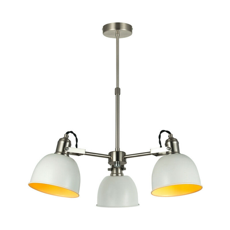 Langley 3 light Chandelier in Matt White and Satin Nickel Finish - nickel