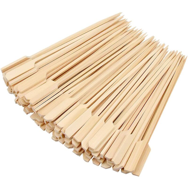 

100 brochetas de bambú para barbacoa, palitos de madera natural para barbacoa de 12 cm, brocheta de bambú para parrilla, fiestas, cócteles, buffet,