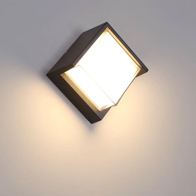12W Applique Murale Extérieur led Moderne Étanche Imperméable IP65/Aluminium+acryl/3000K blanc chaud/LED Lampe Murale,16X10CM (Square) [Classe