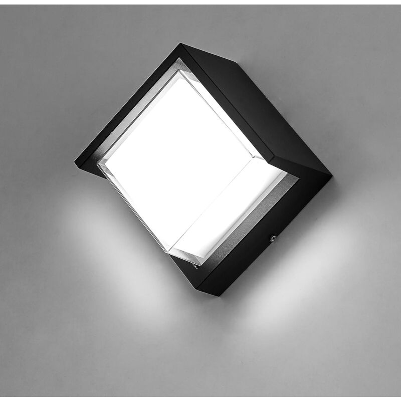 12W Applique Murale Extérieur led Moderne Étanche Imperméable IP65/Aluminium+acryl/6000K Blanc Froid/LED Lampe Murale (Square-Blanc Froid) [Classe
