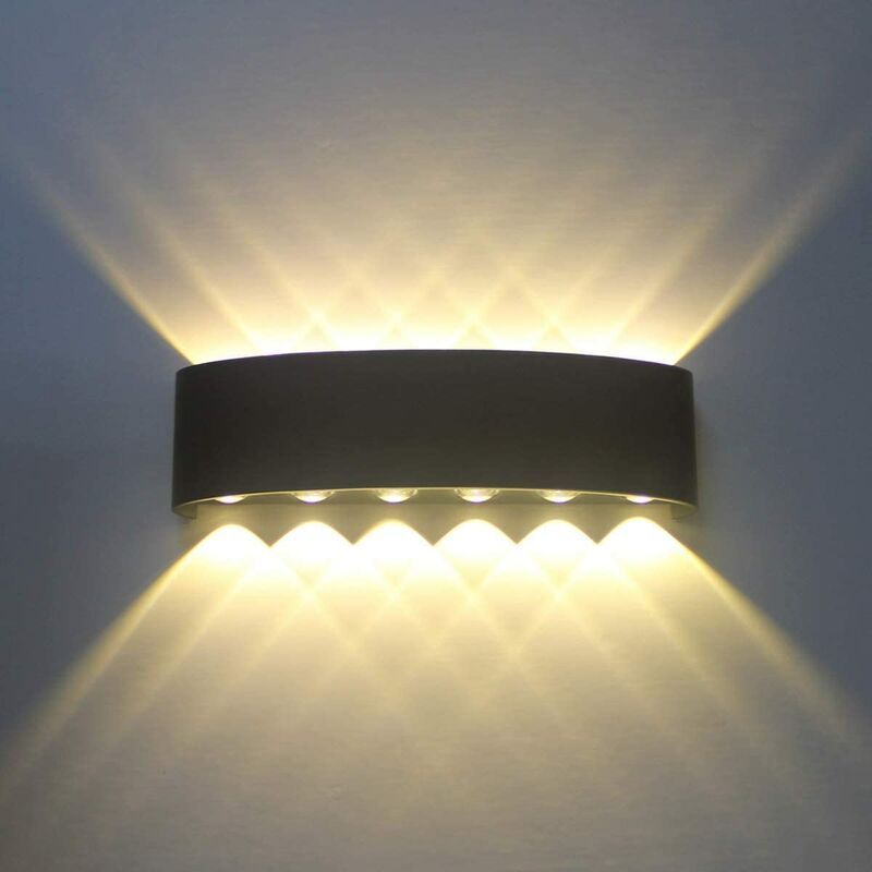 LangRay 12W Black LED Indoor Wall Lamp Modern Wall Lamp, Aluminum Sconce Light, Up Down Spot Light Night Lamp for Living Room Bedroom Hall Staircase