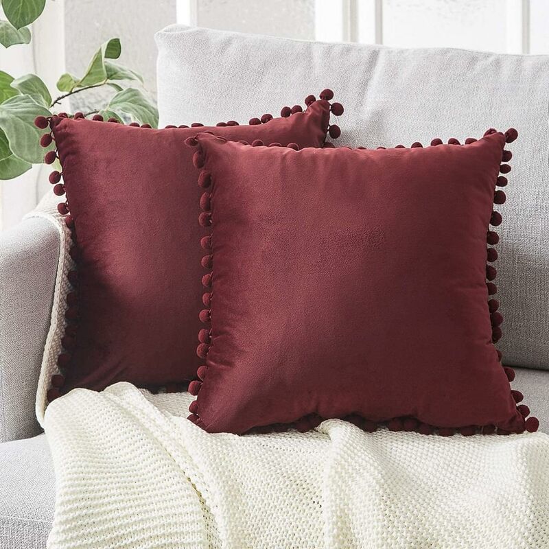 

2pcs 45x45cm fundas de almohada de terciopelo suave con almohadas de bola de masa decoración moderna del sofá para el dormitorio de la sala de estar